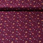 Baumwoll-Popeline - Kleine Rentiere Bordeaux