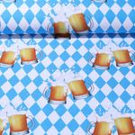 Faschingsstoff - Bierkrüge Blau Weiß