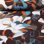 Viskose - Crepe Große Blüten Braun