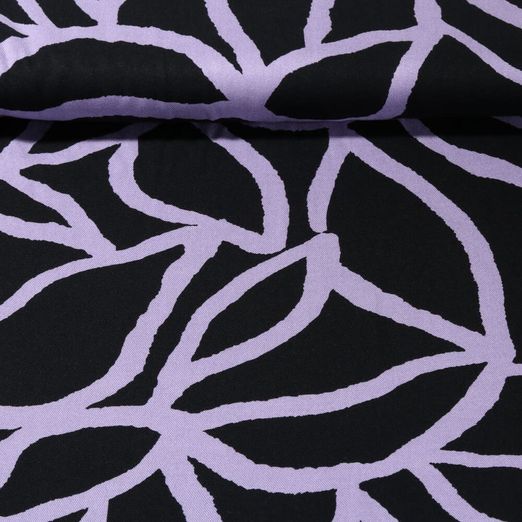 Twill de viscose - Abstrait Noir Violet