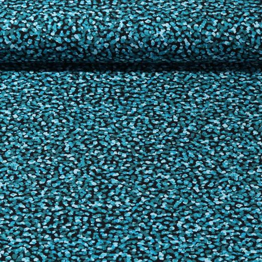 Viscose stretch - Pois abstraits Bleu pétrole