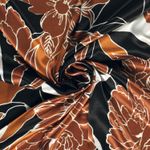 Cetim - Folha e flor preto ferrugem