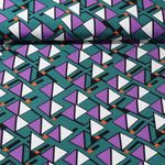 Viskose-Popeline - Dreiecke Petrolgrün