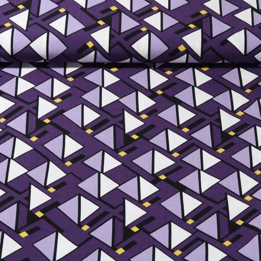 Popeline de viscose - Triangles Violet