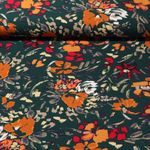 Popeline de viscose - Peinture de fleurs Vert sapin