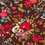 Popeline en viscose - Peinture florale marron foncé