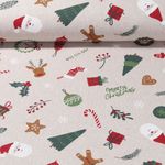 Toile canevas - Effet lin Cadeaux Père-Noël Beige-0