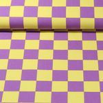 Coton enduit - Carreaux Échiquier Jaune Violet-0