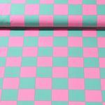 Beschichtete Baumwolle - Karo Schachbrett Grün Rosa