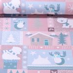 Sommersweat - French Terry Digitaldruck X-MAS Polartiere Rosa