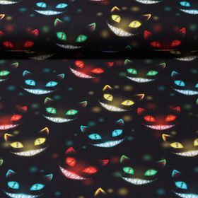 Jersey Digitaldruck Grinsekatze Schwarz Bunt Snaply