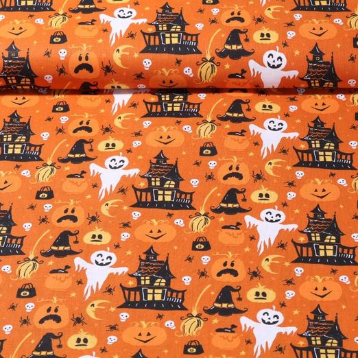 Tissu coton - Halloween Orange