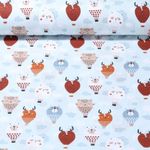 Baumwoll-Webware - Tierballone Hellblau