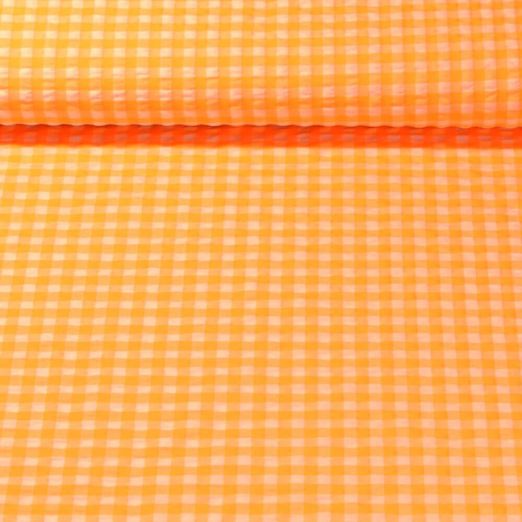 Seersucker - Vichy Petits carreaux Orange fluo 