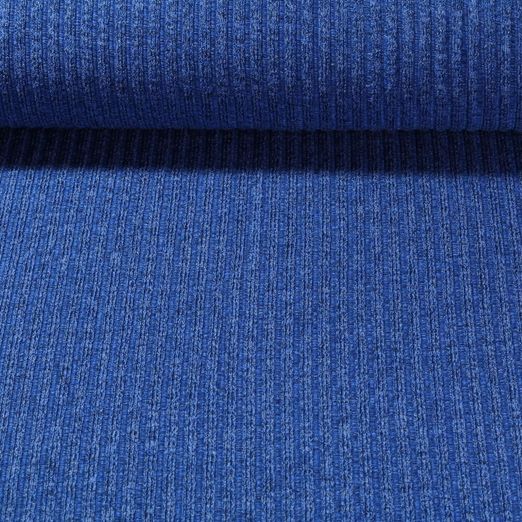 Strickjersey - Gerippt Blau Melange