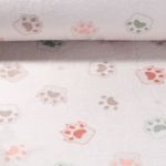 Kuschelfleece - Doubleface Tierpfoten Beige