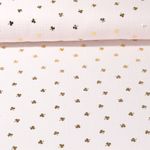 Baumwoll-Musselin - Kleeblätter Foliendruck Ecru Gold