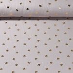 Baumwoll-Musselin - Kleeblätter Foliendruck Grau Gold