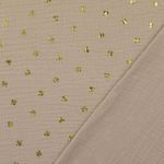 Katoen mousseline - Klavertjes folieprint grijs goud