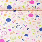 Jersey - Neon Smileys Herzen Wollweiß