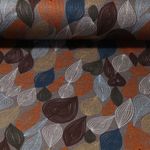 Romanit-Jersey - Blätter Linien Taupe