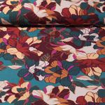 Viscose - Crêpe Fleurs Vert pétrole