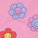 Coton enduit - Fleurs joyeuses rose