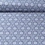 Katoenen cretonne - bloemen landhuis blauw