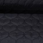 Tissu matelassé pour veste - Coeurs Paillettes Noir Ouaté-0