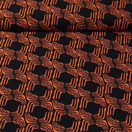 Viskose-Twill - Retro Schwarz Orange