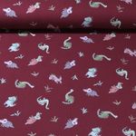 Jersey - Digitaldruck Kleine Dinos Weinrot