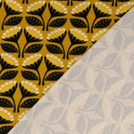 Zomersweat - French Terry bloemen mosterdgeel geborsteld