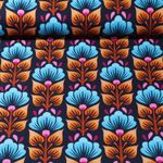 Bio Canvas - Hamburger Liebe Digitaldruck Midnight Wild Flower Navy Türkis