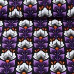 Orgaaninen kangas - Digitaalinen tulostus Midnight Wild Flower Musta Valkoinen