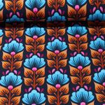 Bio Sweat - Digitale print Midnight Wild Flower Navy Turquoise