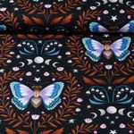 Bio Baumwoll-Satin - Hamburger Liebe Digitaldruck Midnight Luna Moth Schwarz Rost