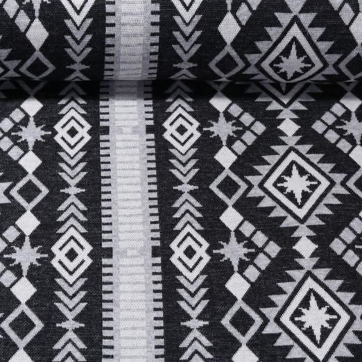 Bio Jacquard Jersey - Hamburger Liebe Midnight Sky Schwarz Weiß