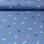 Jersey - Digitaldruck Kleine Dinos Jeansblau