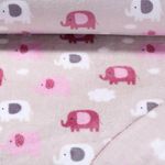 Polaire ultra douce Doudou à motifs - Double face Eléphants Beige