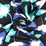 Twill de viscosa - Hojas negro turquesa
