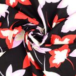 Twill de viscosa - Hojas negro y rojo