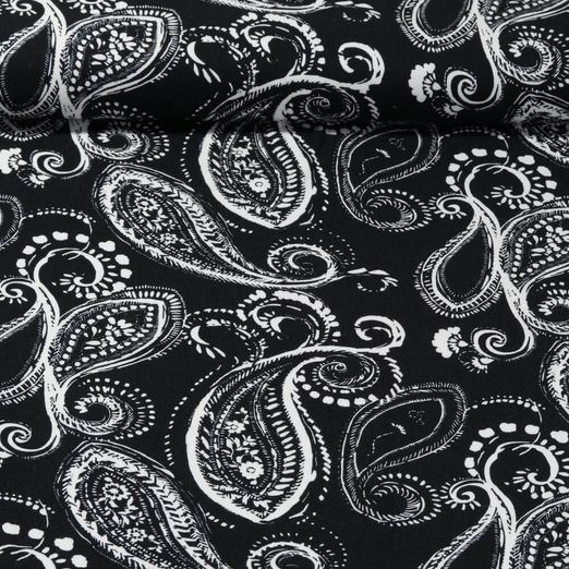 Viskose-Twill - Paisley Schwarz