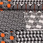Popeline de viscose - Mélange de motifs Ecru Orange