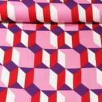 Satin de viscose - Formes géométriques Ecru Rose