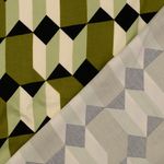 Viscose satijn - Geo vormen Ecru Olijf