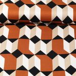 Satin de viscose - Formes géométriques Ecru Rouille