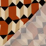 Viscose satijn - Geo vormen ecru roest