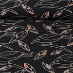 Popeline de viscose - Oiseaux Noir