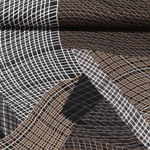 Viskose-Twill - Linien Mix Schwarz Nougat