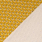 Zomerse French Terry bloemen geel, geborsteld